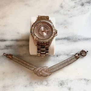 Rose gold Geneva Watch and Bracelet